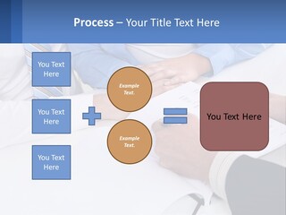 A Group Of People Sitting Around A Table With Papers PowerPoint Template