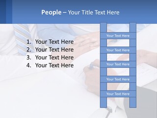 A Group Of People Sitting Around A Table With Papers PowerPoint Template