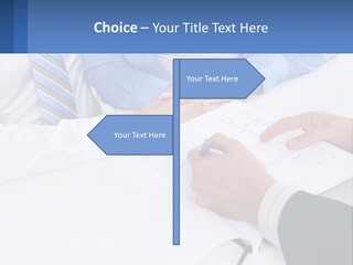 A Group Of People Sitting Around A Table With Papers PowerPoint Template