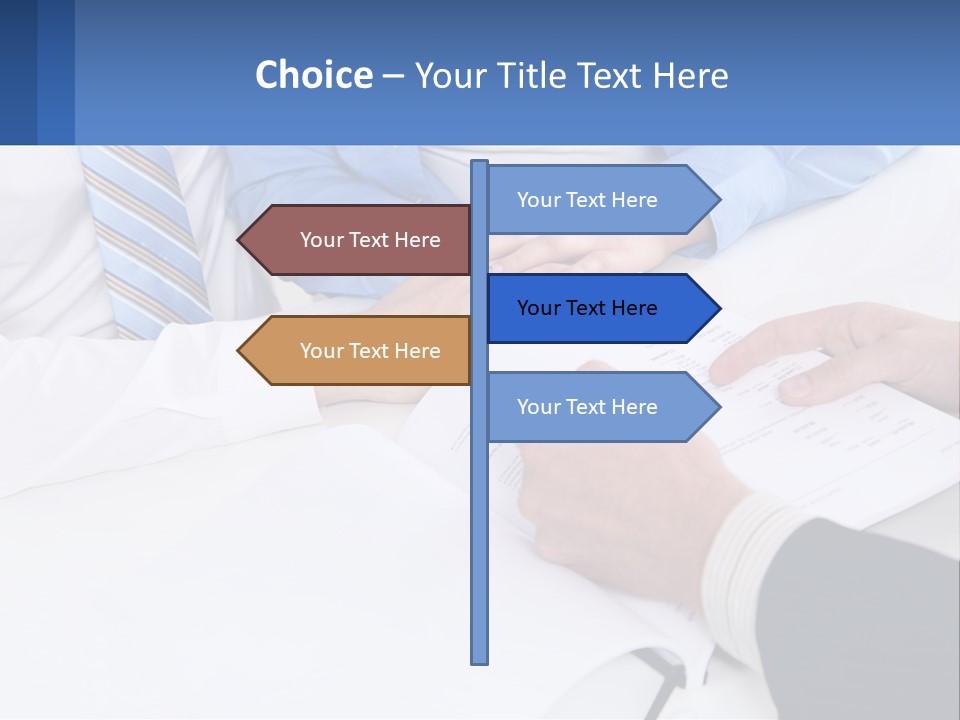 A Group Of People Sitting Around A Table With Papers PowerPoint Template