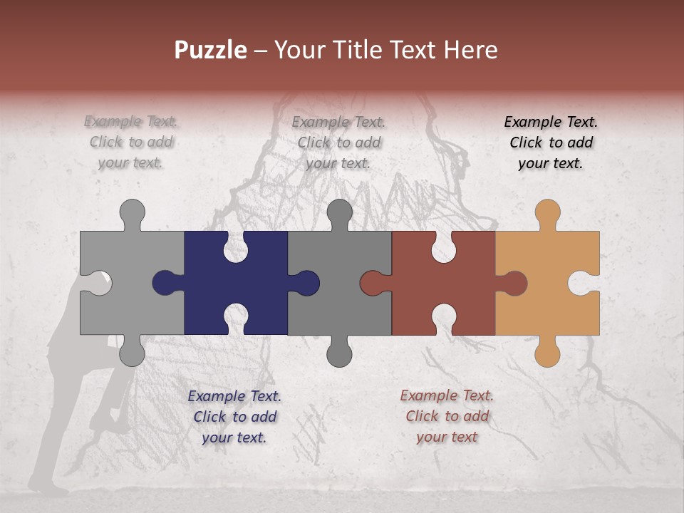 A Man In A Suit Climbing Up A Mountain With A Ladder PowerPoint Template