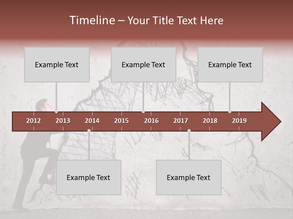 A Man In A Suit Climbing Up A Mountain With A Ladder PowerPoint Template