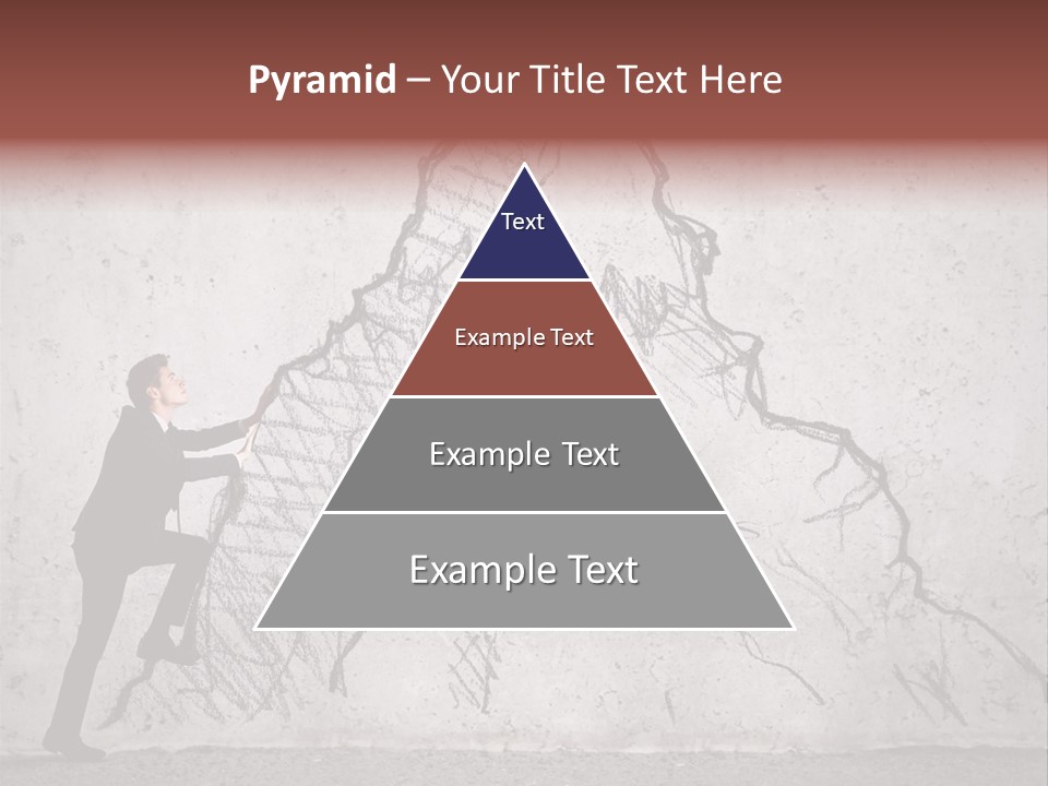 A Man In A Suit Climbing Up A Mountain With A Ladder PowerPoint Template
