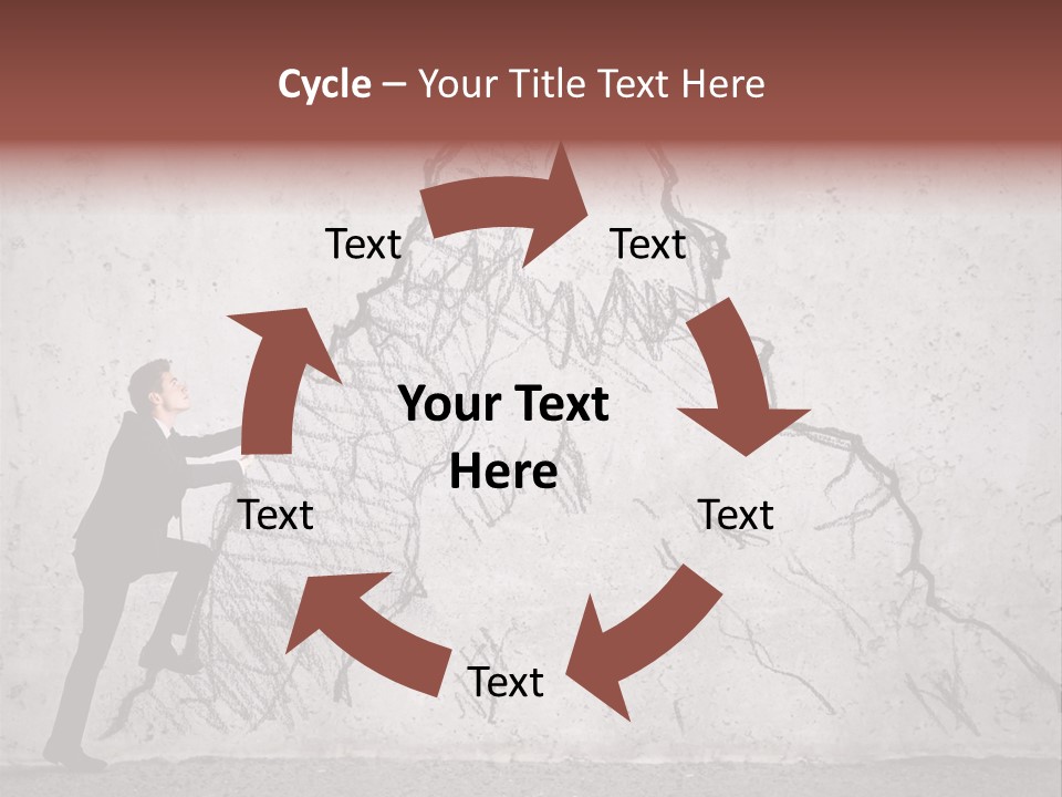 A Man In A Suit Climbing Up A Mountain With A Ladder PowerPoint Template