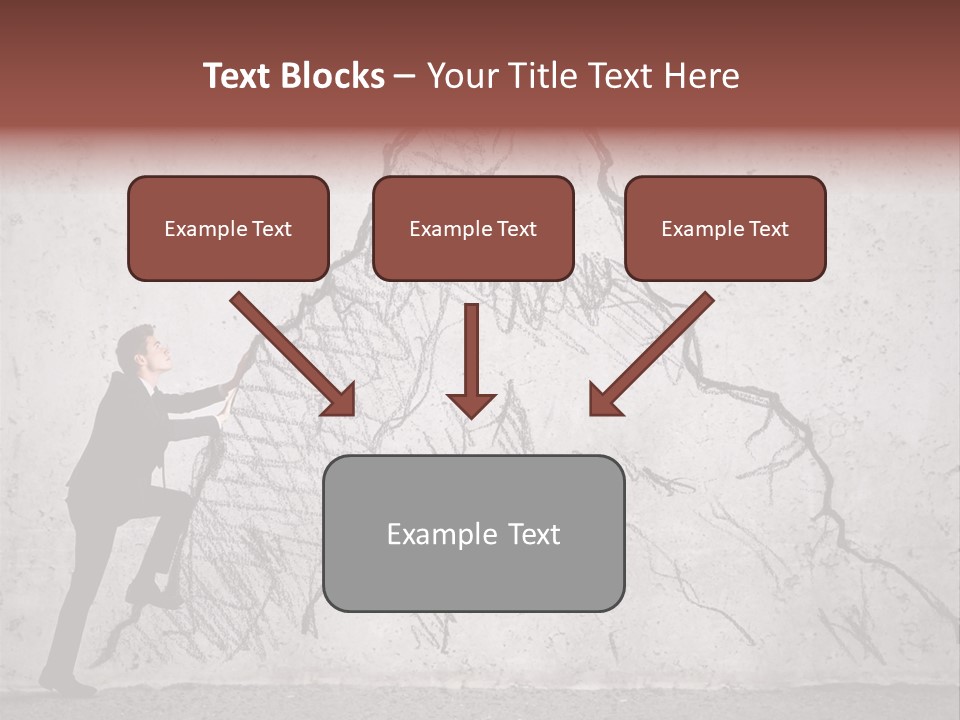 A Man In A Suit Climbing Up A Mountain With A Ladder PowerPoint Template