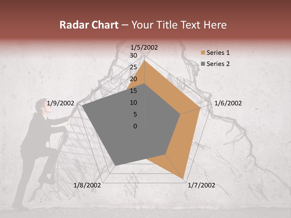 A Man In A Suit Climbing Up A Mountain With A Ladder PowerPoint Template