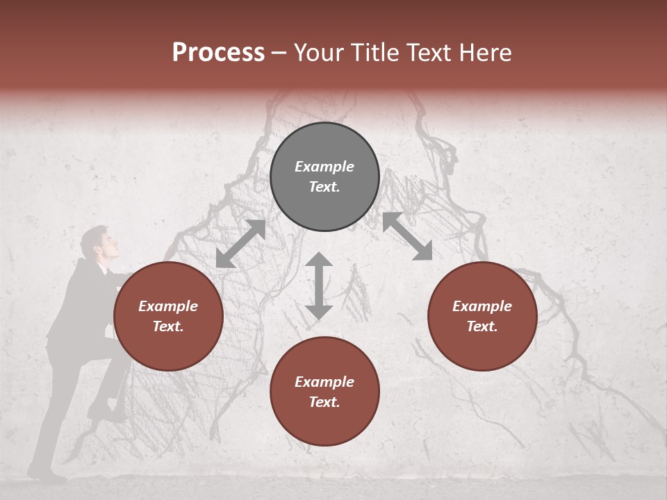 A Man In A Suit Climbing Up A Mountain With A Ladder PowerPoint Template