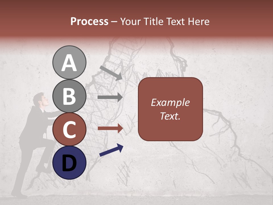 A Man In A Suit Climbing Up A Mountain With A Ladder PowerPoint Template