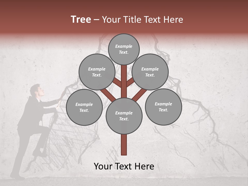 A Man In A Suit Climbing Up A Mountain With A Ladder PowerPoint Template