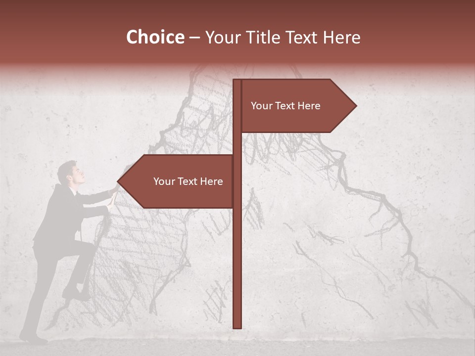 A Man In A Suit Climbing Up A Mountain With A Ladder PowerPoint Template
