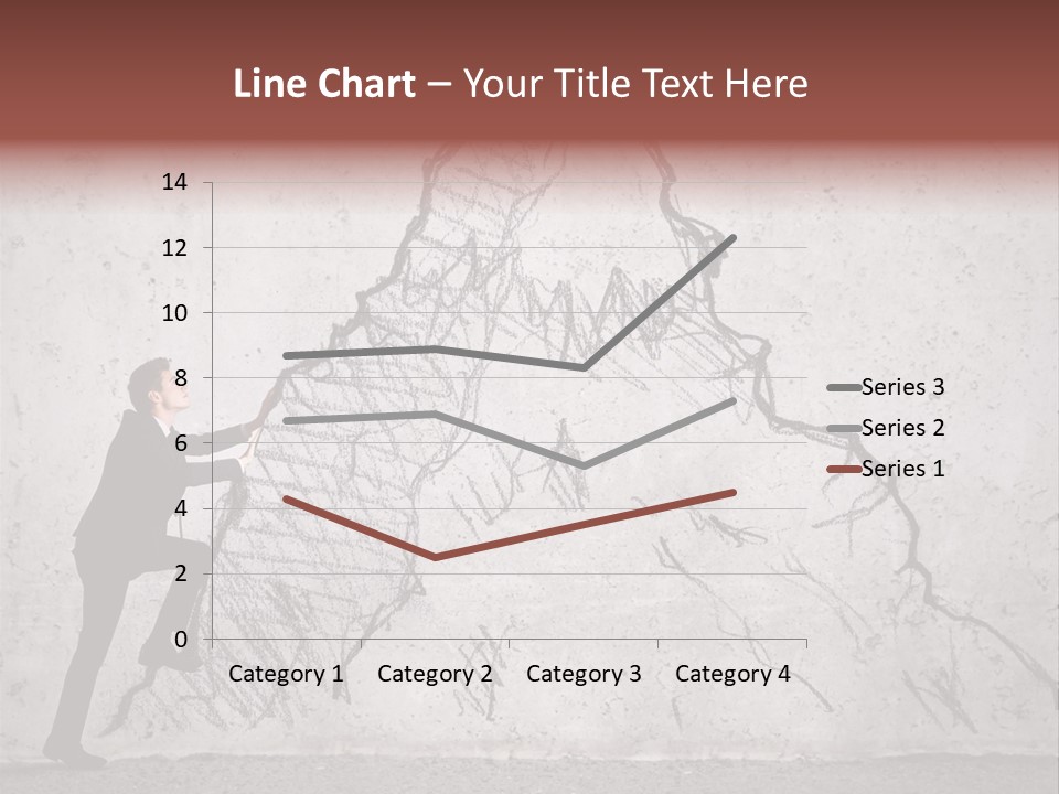 A Man In A Suit Climbing Up A Mountain With A Ladder PowerPoint Template