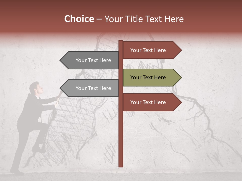 A Man In A Suit Climbing Up A Mountain With A Ladder PowerPoint Template