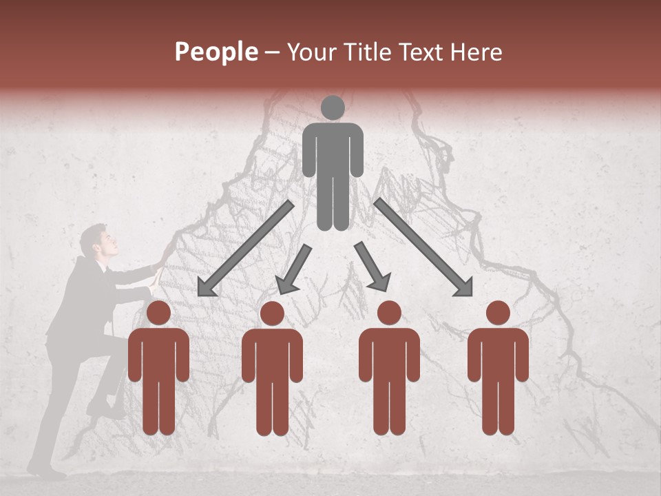 A Man In A Suit Climbing Up A Mountain With A Ladder PowerPoint Template