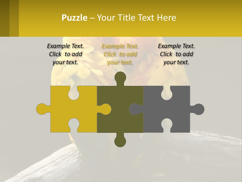 Two Yellow And Green Birds Sitting On Top Of A Tree Branch PowerPoint Template