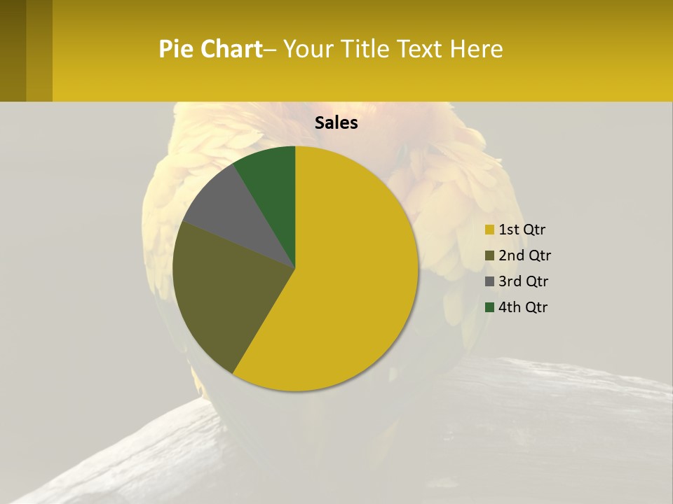 Two Yellow And Green Birds Sitting On Top Of A Tree Branch PowerPoint Template