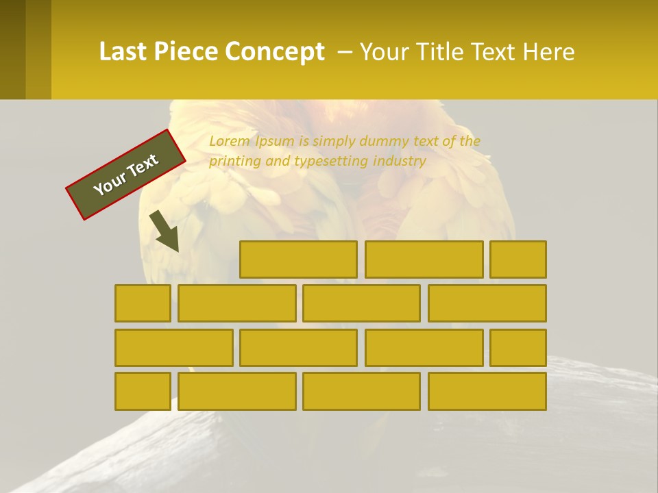 Two Yellow And Green Birds Sitting On Top Of A Tree Branch PowerPoint Template