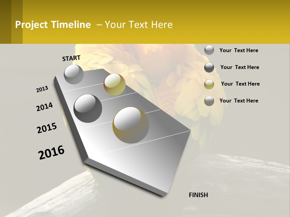 Two Yellow And Green Birds Sitting On Top Of A Tree Branch PowerPoint Template