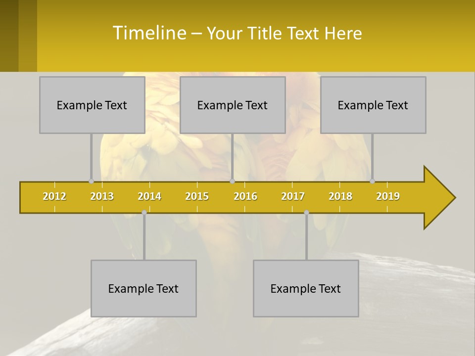 Two Yellow And Green Birds Sitting On Top Of A Tree Branch PowerPoint Template
