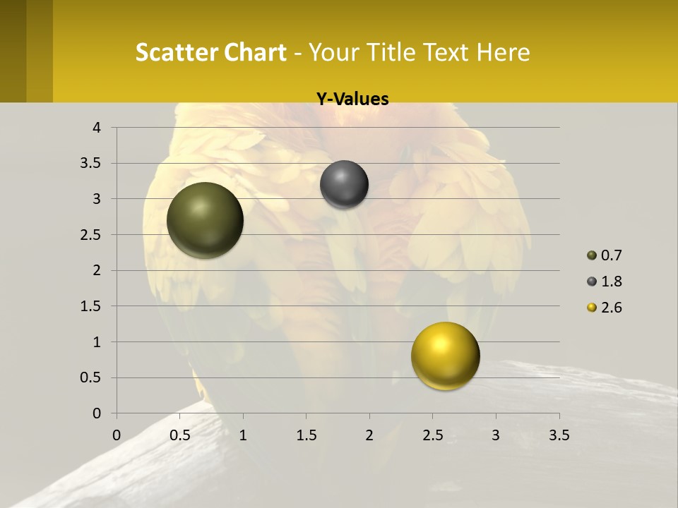 Two Yellow And Green Birds Sitting On Top Of A Tree Branch PowerPoint Template