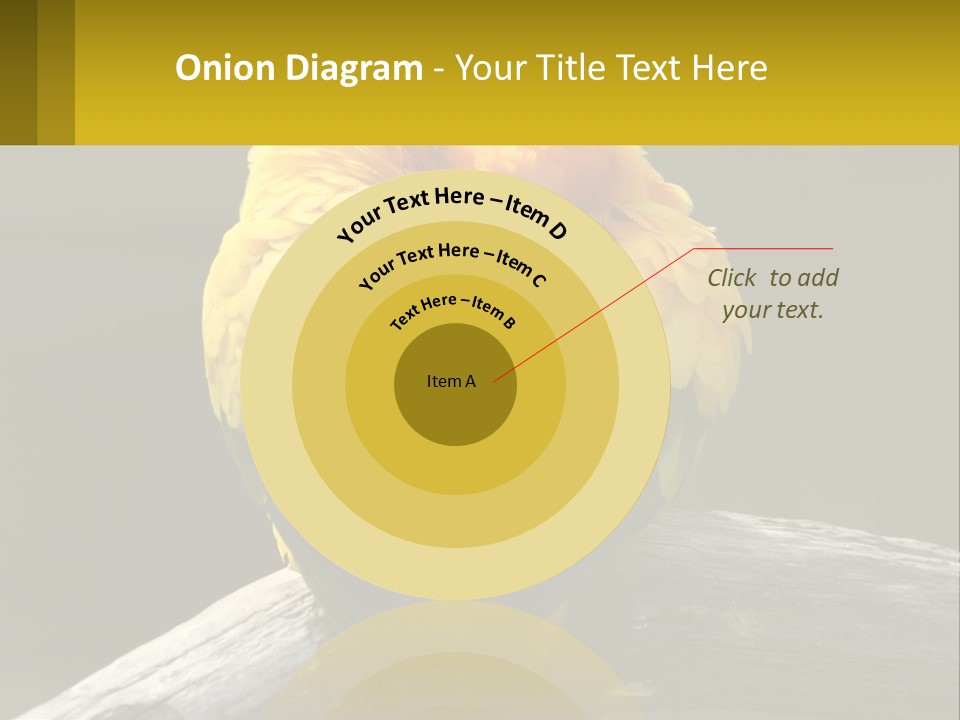 Two Yellow And Green Birds Sitting On Top Of A Tree Branch PowerPoint Template
