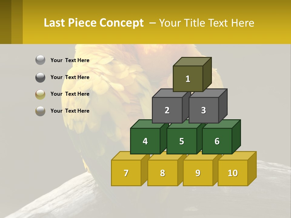 Two Yellow And Green Birds Sitting On Top Of A Tree Branch PowerPoint Template