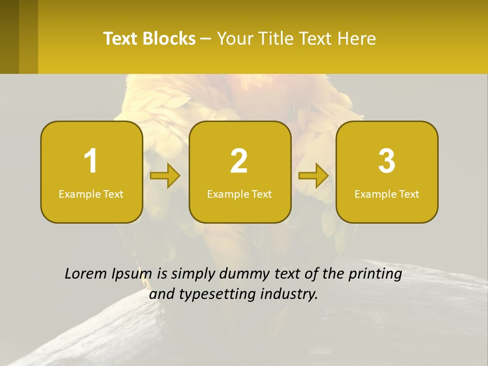 Two Yellow And Green Birds Sitting On Top Of A Tree Branch PowerPoint Template