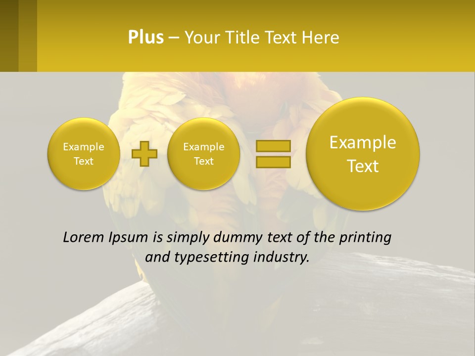 Two Yellow And Green Birds Sitting On Top Of A Tree Branch PowerPoint Template