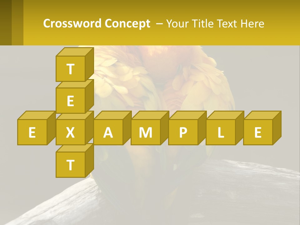 Two Yellow And Green Birds Sitting On Top Of A Tree Branch PowerPoint Template