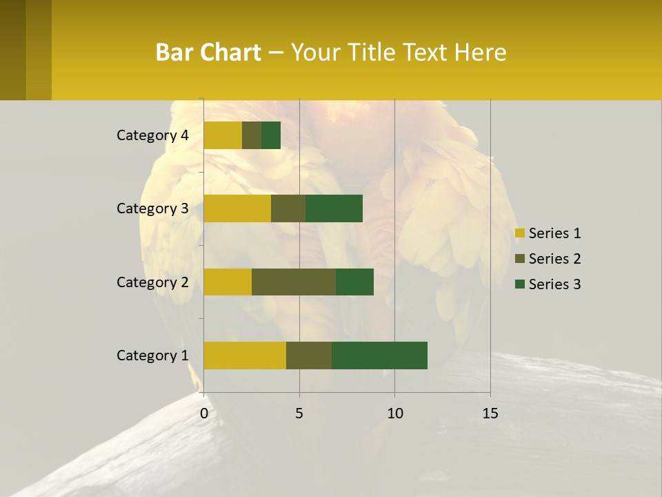 Two Yellow And Green Birds Sitting On Top Of A Tree Branch PowerPoint Template