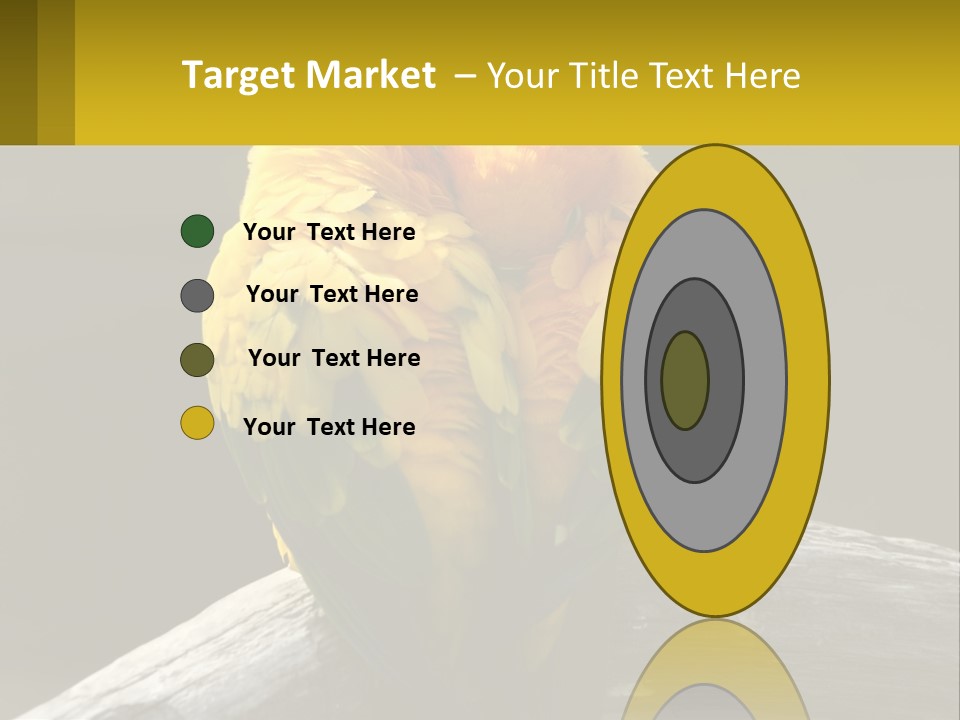 Two Yellow And Green Birds Sitting On Top Of A Tree Branch PowerPoint Template