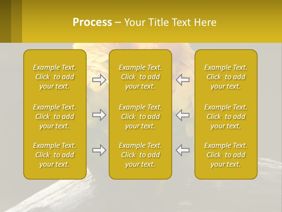 Two Yellow And Green Birds Sitting On Top Of A Tree Branch PowerPoint Template