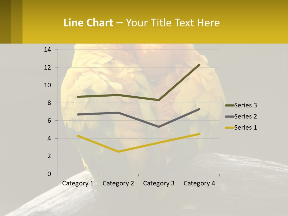 Two Yellow And Green Birds Sitting On Top Of A Tree Branch PowerPoint Template
