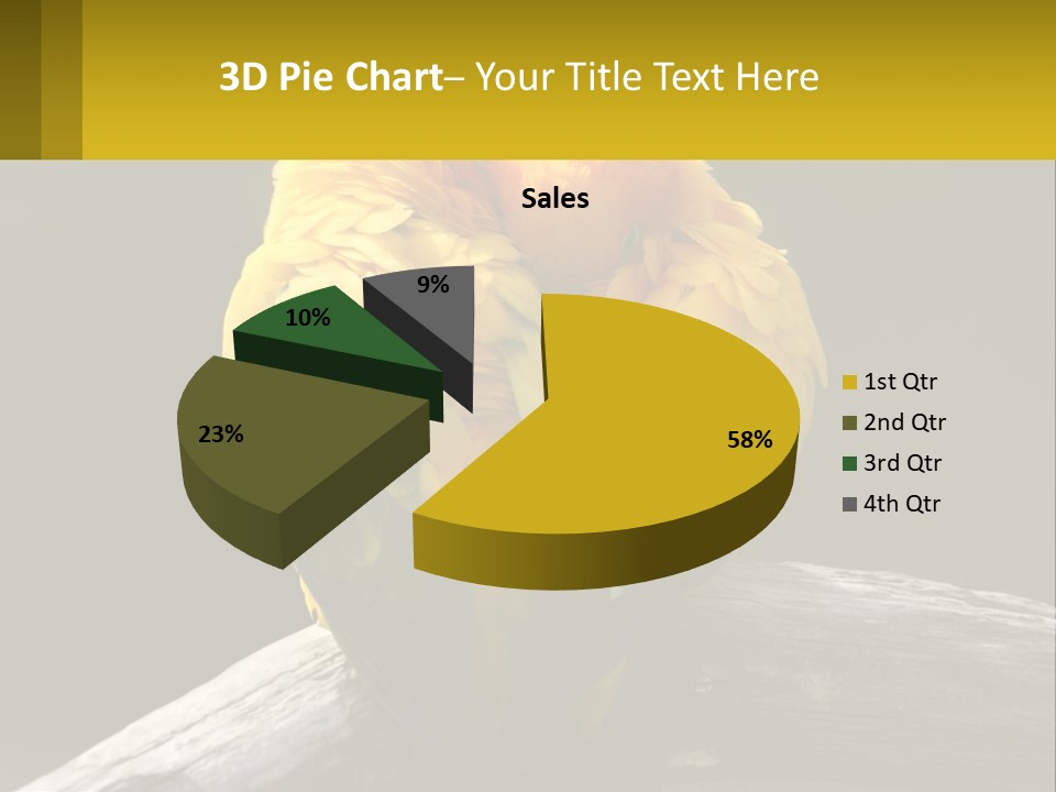 Two Yellow And Green Birds Sitting On Top Of A Tree Branch PowerPoint Template