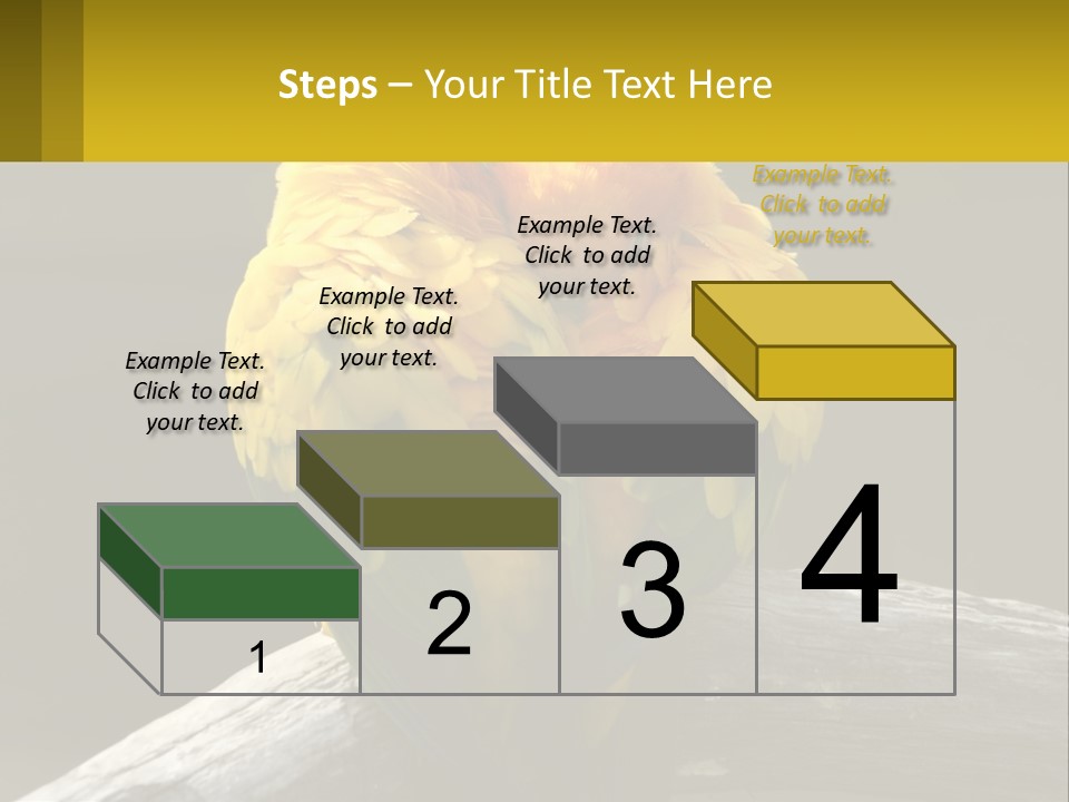 Two Yellow And Green Birds Sitting On Top Of A Tree Branch PowerPoint Template