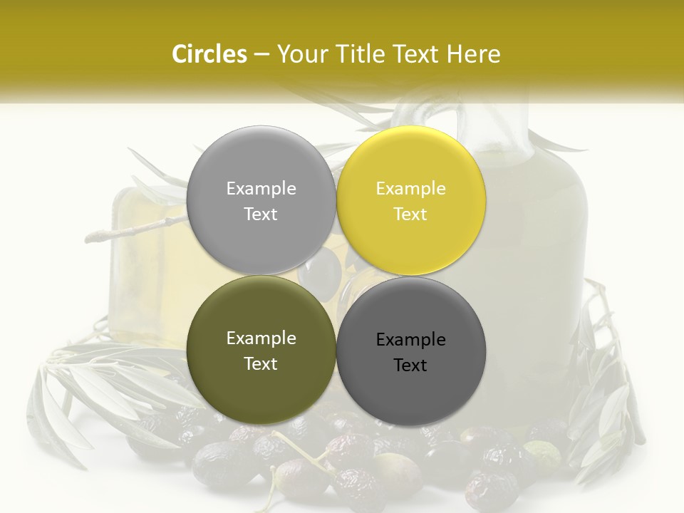 A Bottle Of Olive Oil Next To A Bunch Of Olives PowerPoint Template