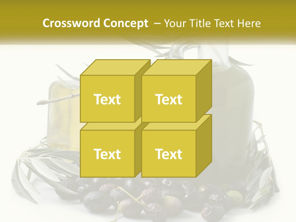 A Bottle Of Olive Oil Next To A Bunch Of Olives PowerPoint Template