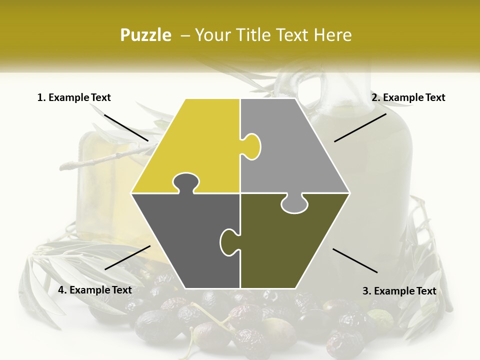 A Bottle Of Olive Oil Next To A Bunch Of Olives PowerPoint Template