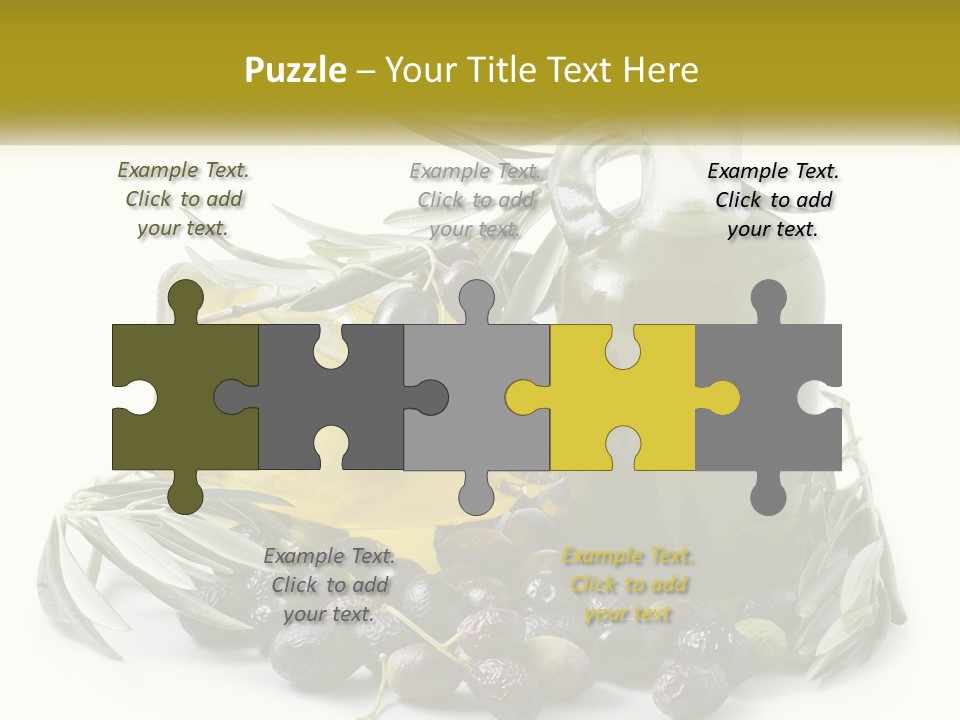 A Bottle Of Olive Oil Next To A Bunch Of Olives PowerPoint Template