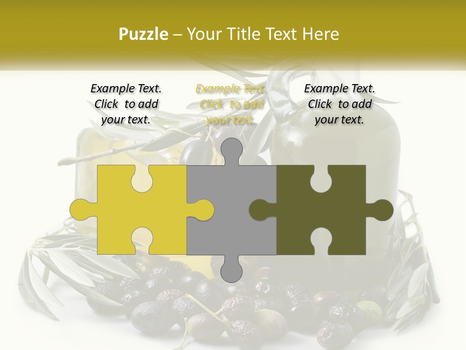 A Bottle Of Olive Oil Next To A Bunch Of Olives PowerPoint Template