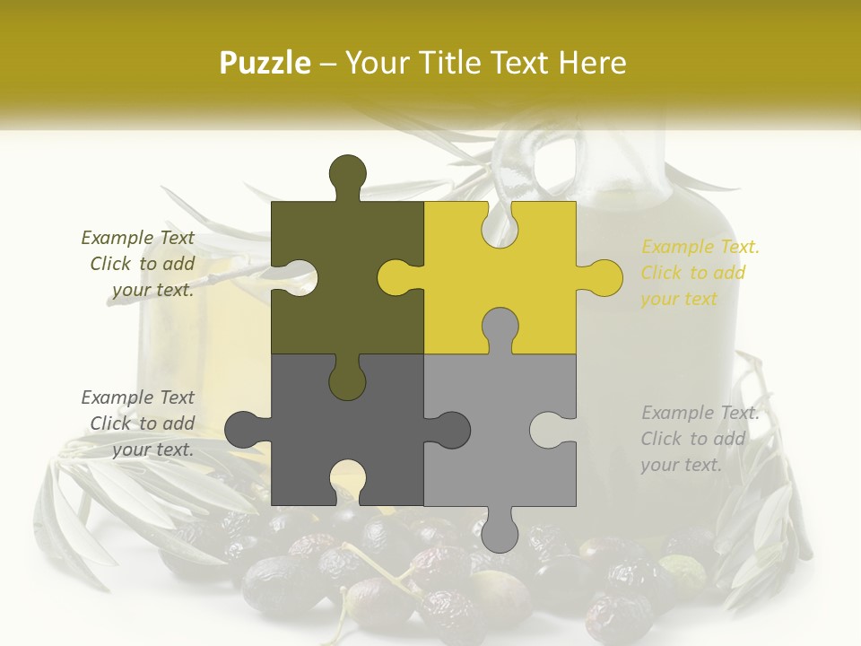 A Bottle Of Olive Oil Next To A Bunch Of Olives PowerPoint Template