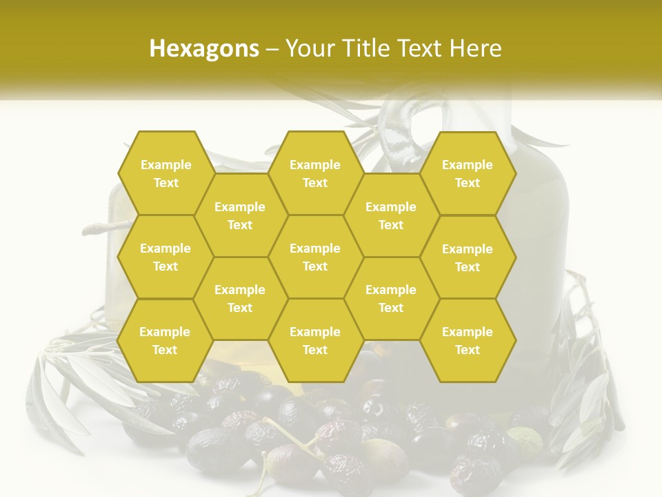 A Bottle Of Olive Oil Next To A Bunch Of Olives PowerPoint Template