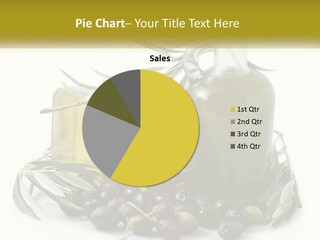 A Bottle Of Olive Oil Next To A Bunch Of Olives PowerPoint Template
