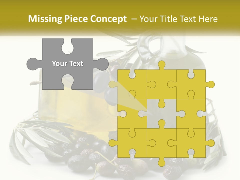 A Bottle Of Olive Oil Next To A Bunch Of Olives PowerPoint Template