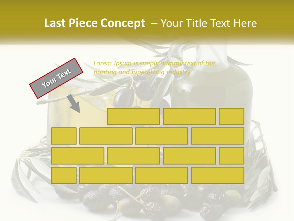 A Bottle Of Olive Oil Next To A Bunch Of Olives PowerPoint Template