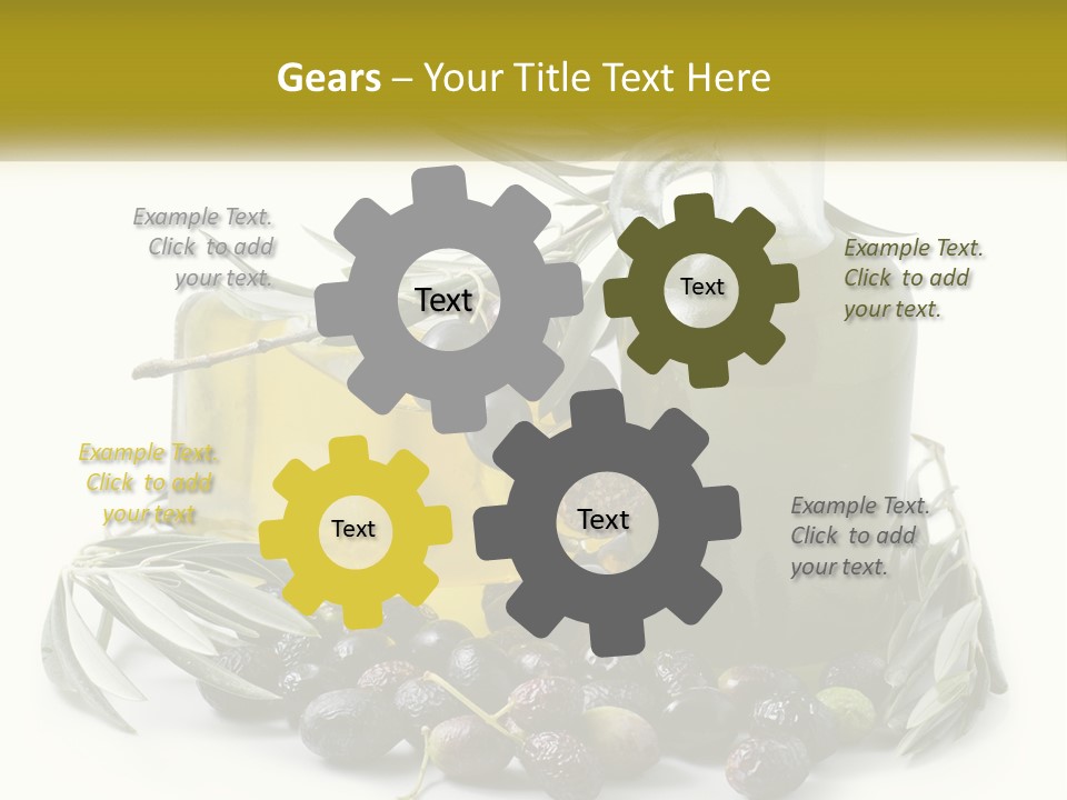 A Bottle Of Olive Oil Next To A Bunch Of Olives PowerPoint Template