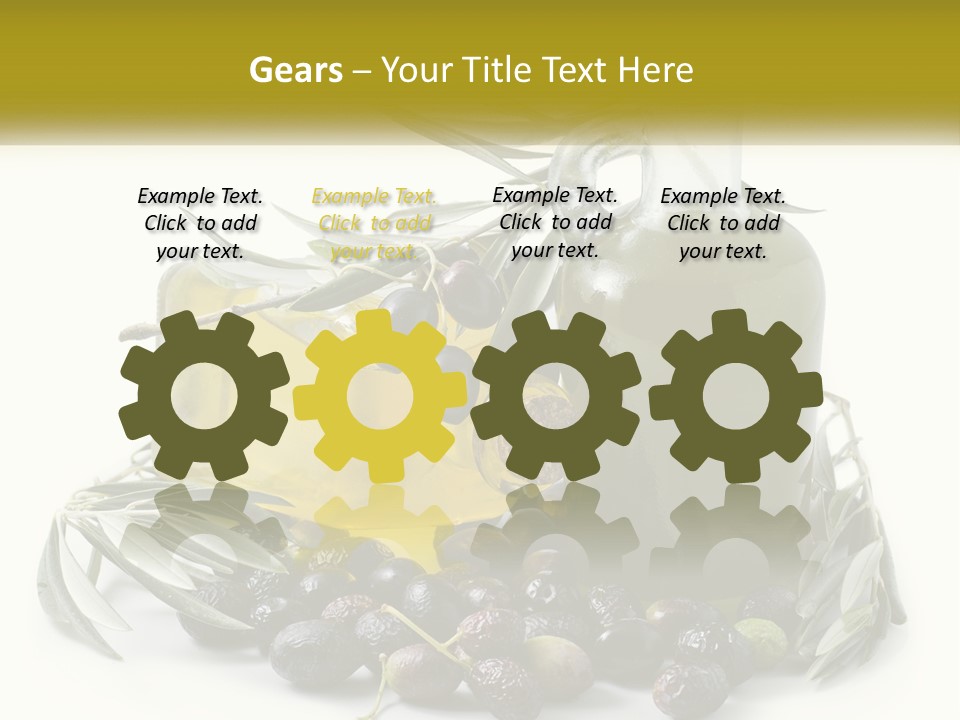 A Bottle Of Olive Oil Next To A Bunch Of Olives PowerPoint Template