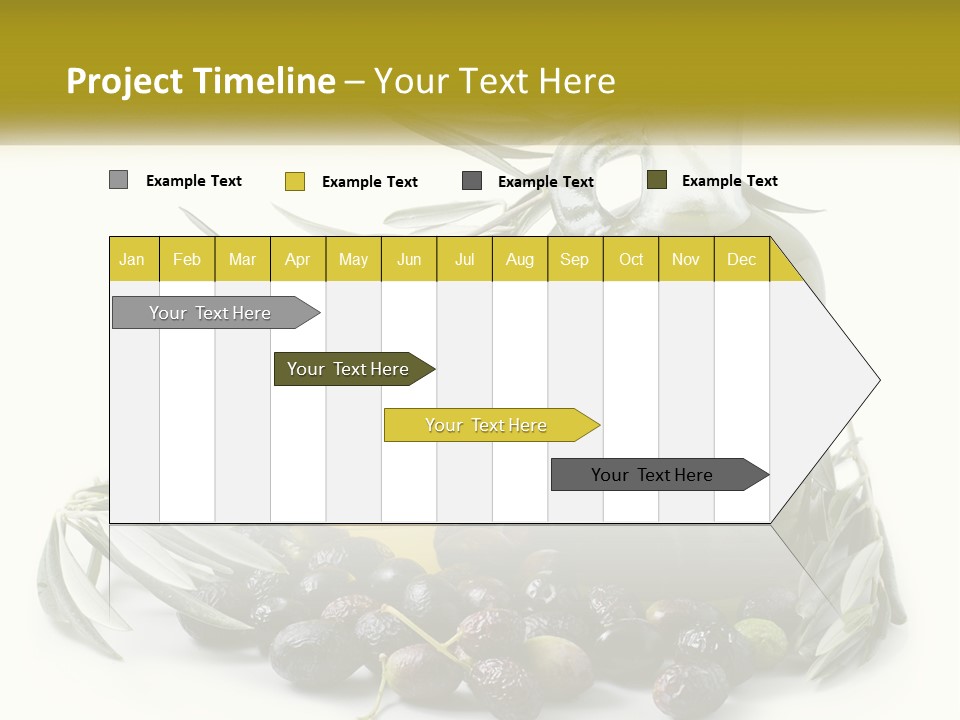 A Bottle Of Olive Oil Next To A Bunch Of Olives PowerPoint Template