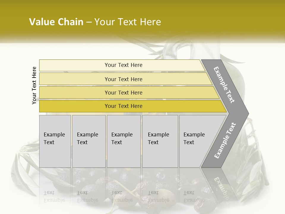 A Bottle Of Olive Oil Next To A Bunch Of Olives PowerPoint Template