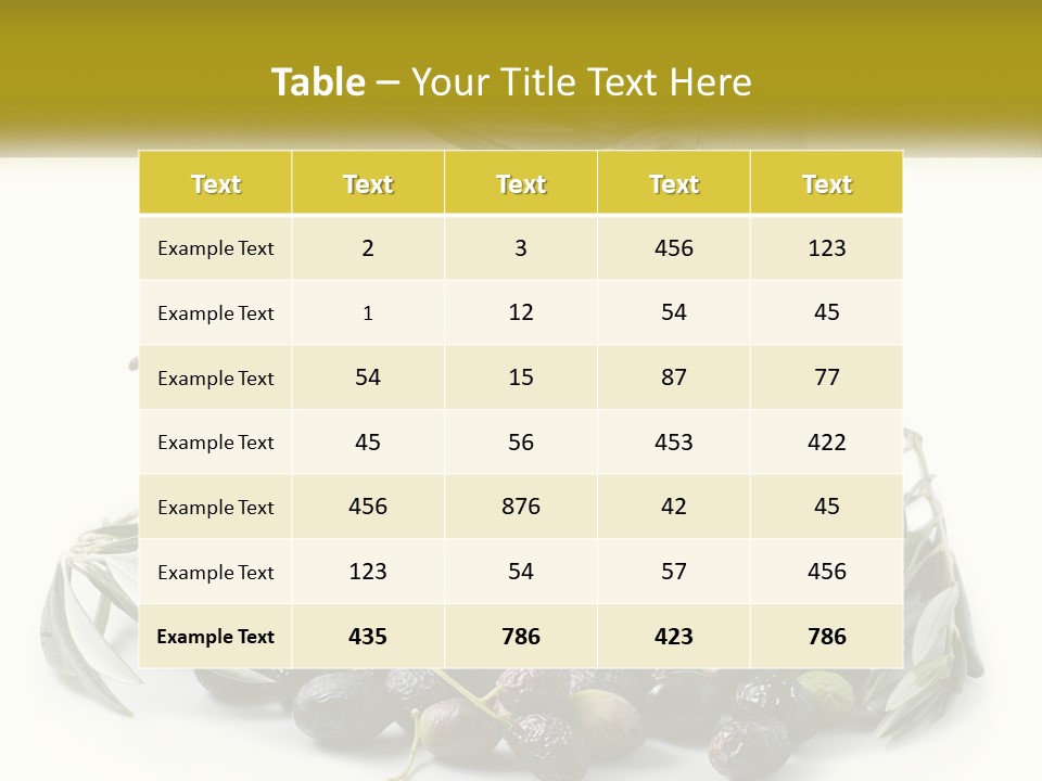 A Bottle Of Olive Oil Next To A Bunch Of Olives PowerPoint Template
