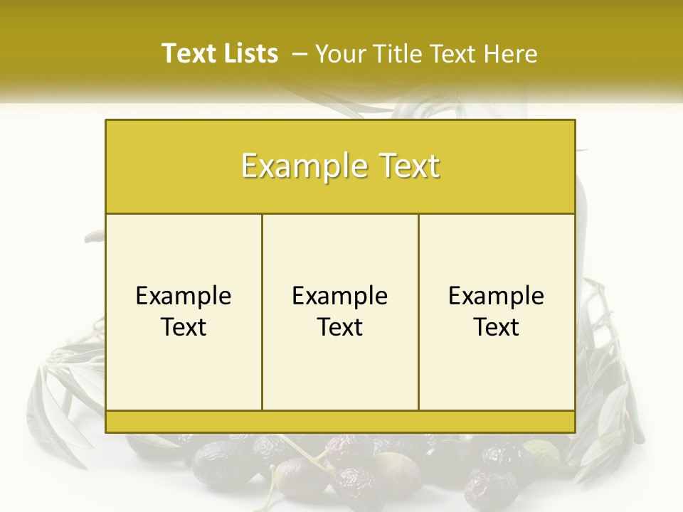 A Bottle Of Olive Oil Next To A Bunch Of Olives PowerPoint Template